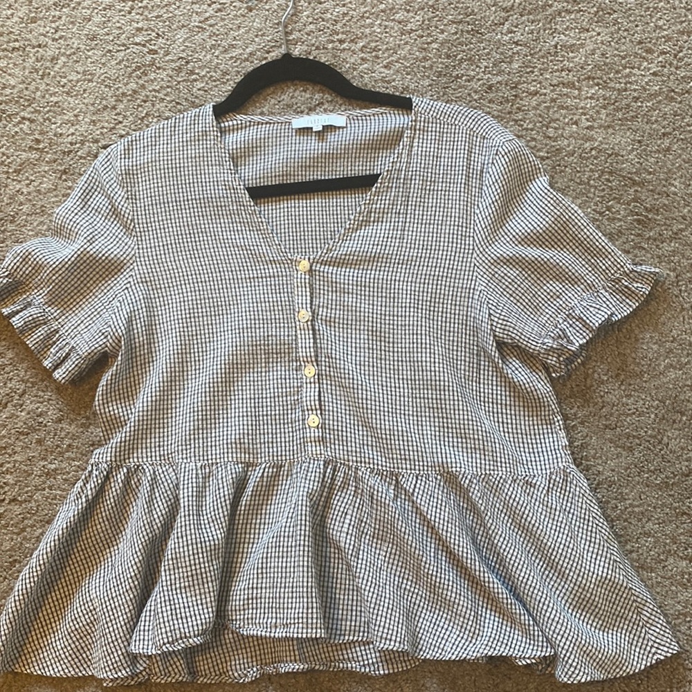 Gingham flutter sleeve top (size S)